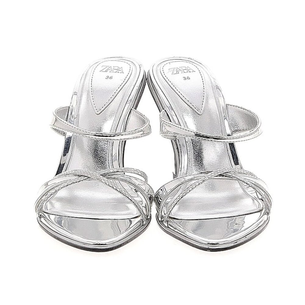 Zara España Metallic Open-toed Kitten Heels (Sz 36/US 6)